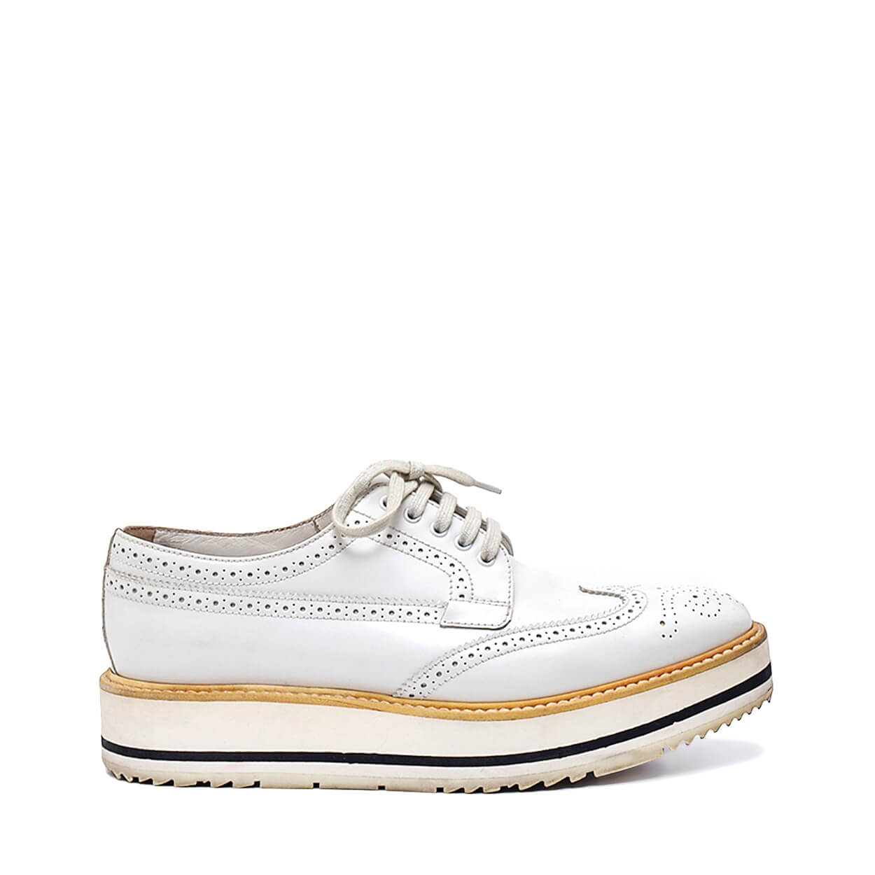 Prada -White Leather Derby Lace Up Espadrille Sneakers  39.5